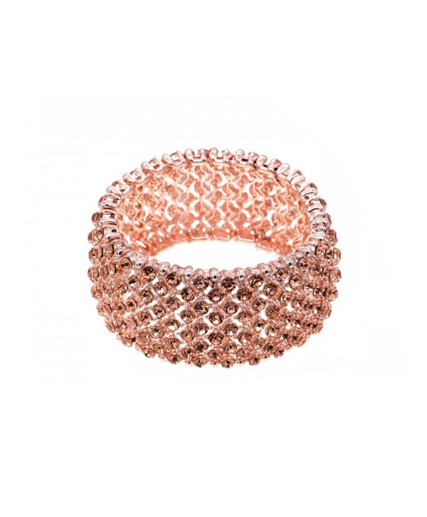 Tennis Rhinestone Stretch Bracelets Bridal Evening Party Bling Jewelry For Woman Bangle - Rose Gold - CU188YOTDOI