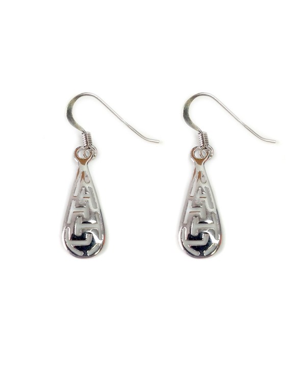 Sterling Silver Ancient Greek Key Drop Earrings - CQ119CNIOS3