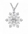 Happy Gogou Snowflake Silver Color Pendant Necklaces Setting with Cubic Zirconia - CJ12DOUSS3P