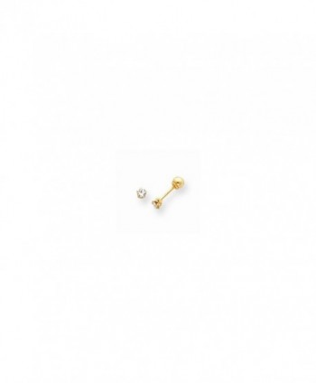 14k Gold Polished Reversible CZ & 3mm Ball Earrings (0.12 in x 0.12 in) - C211396YW0X