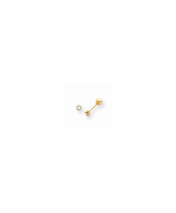 14k Gold Polished Reversible CZ & 3mm Ball Earrings (0.12 in x 0.12 in) - C211396YW0X