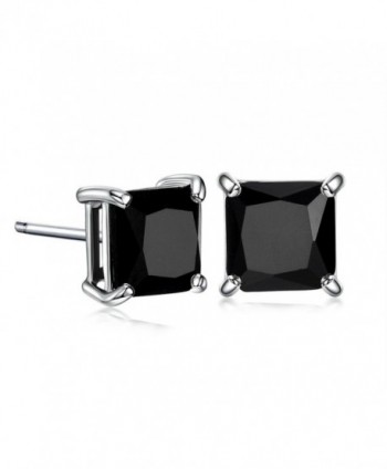 GULICX Silver Tone 7mm Square CZ Party Pierced Earrings Studs Purple Unisex - Black - CK11XXEZFNT