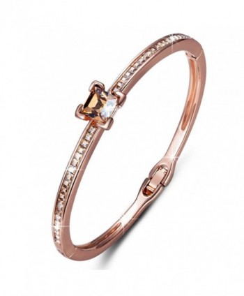 QIANSE *Light of Life* Rose Gold Plated Bangle Bracelet Made with SWAROVSKI Crystals- Women Jewelry - CN11WW433FD