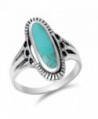 CHOOSE YOUR COLOR Sterling Silver Long Oval Ring - Simulated Turquoise - CA11Y23LEQR