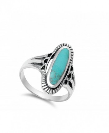 Simulated Turquoise Beautiful Sterling Silver in Women's Band Rings