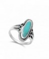 Simulated Turquoise Beautiful Sterling Silver in Women's Band Rings