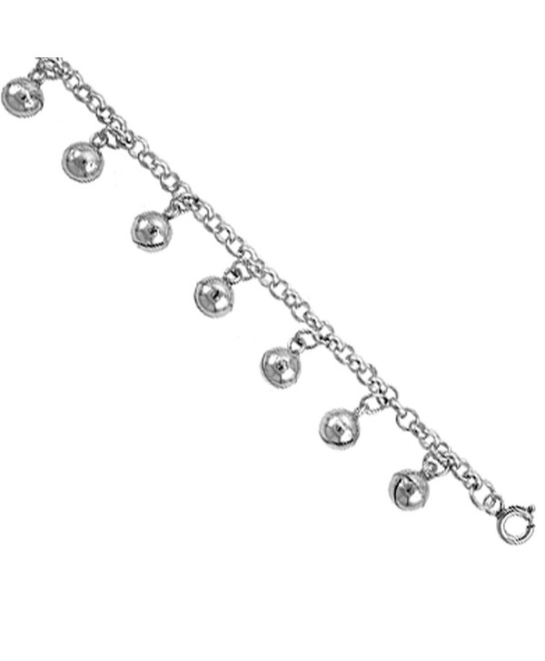Sterling Silver Jingle Bells Charm Bracelet 12mm wide- fits 7-8 inch wrists - C1111D6MOO7