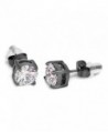 Buyless Fashion Surgical Steel Additional Push Back Black/White Round Crystal CZ Earring - CJ12E4JJCZN