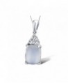 Moonstone Pendant Necklace with Lab Created White Sapphires in Rhodium Plated Sterling Silver with Chain - CT11AR4UK05