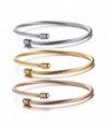 Stainless Steel Triple 3 Stackable Cable Wire Twisted Cuff Bangle Bracelet for Women- Gold/rose /silver - CU12O8K2DEZ