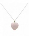 Small Pale Rose Quartz Stone Heart Pendant Sterling Silver Cable Chain Necklace - CW12BDGC72P