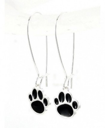 Paw Print Earrings Black- Orange. Red- Blue- Purple French Hook - Black - CO126VU963B