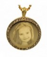 Personalized Photo Engraved Crystal Inlaid Round Pendant Necklace - Free Engraving Included - CR12KV7LXNB