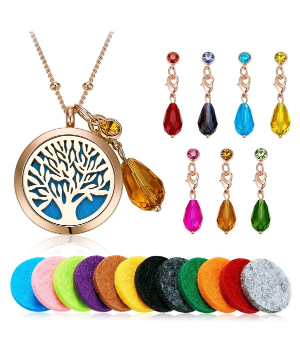 Vcmart Aromatherapy Essential Oil Diffuser Pendant Locket Necklace- 24" - Rosegold-tone - C11857HYUKY