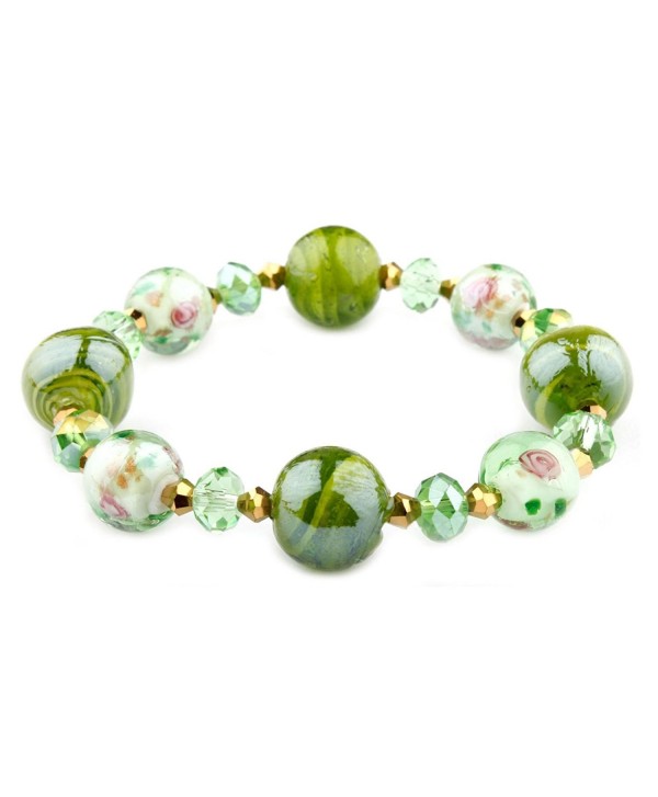 Francesca Collection Green Murano Glass Bracelet - C311S032SQF