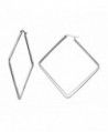 Stainless Steel Oversize Square-shaped Polished Simple Plain Geometric Hoop Earrings for Women Girl - CE186ARWT8C