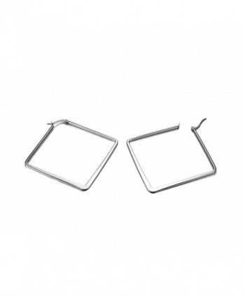 Stainless Oversize Square shaped Polished Geometric in Women's Hoop Earrings