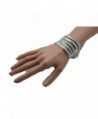 TFJ Women Bangle Bracelet Classic Fashion Jewelry Wide Metal Mesh Links 5 Strands Silver - CQ12CQXNKVL