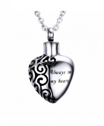 HooAMI Cremation Jewelry "Always in my heart" Memorial Urn Necklace Ashes Keepsake Pendant - CN126GQX1UT