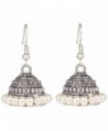 Sansar India Oxidized Light Weight Beaded Indian Earrings Jewelry for Girls and Women - Silver - C912O399MYO