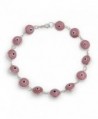 Bling Jewelry 925 Sterling Silver Pink Evil Eye Bracelet Glass 7in - CZ11017GDUZ