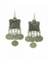 SUNSCSC Silver Plated Coin Earrings Beach Bohemian Ethnic Jewelry Belly Dance Accessory Hook Earrings - CJ11ZTJAFHL