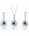 London Blue Topaz Pendant Earrings Set Sterling Silver Rhodium Nickel Finish Filigree Trillion Shape - CO115NU74P3