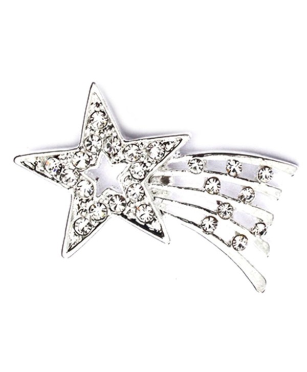 PinMart's Silver Plated Rhinestone Shooting Star Brooch Pin - C911MCFFEM7