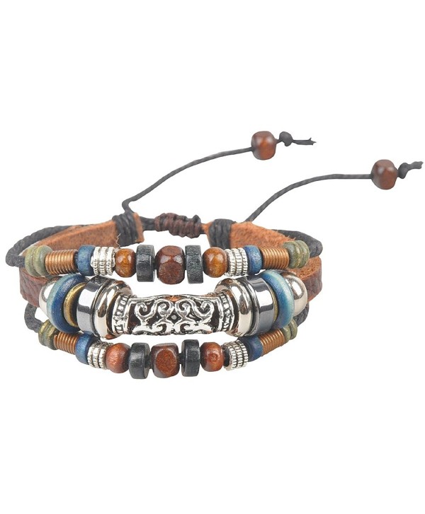 Ancient Tribe Women's Hemp Leather Beads Beaded Bracelet - CP11XPJVWST