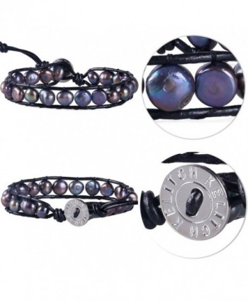 KELITCH Simulation Freshwater Pearls Single Bracelet Leather in Women's Strand Bracelets