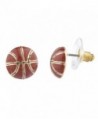 Lux Accessories Goldtone Brown Enamel Sports Basketball Novelty Post Earrings - CT12N5P9U6M