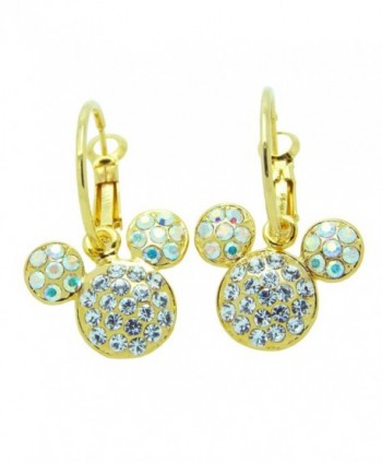 Poonsuk@lucky 24k Gold Plated Mickey Mouse Birthstone with Crystal Hoops Earrings Super Sale!!!!! - CC12D94E7Q3