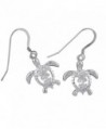 Sterling Silver Petroglyph Turtle Plumeria Dangle Earrings - C811FZUMLH7