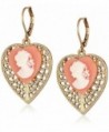 1928 Jewelry Gold-Tone Pink Cameo Heart Overlay Filigree Drop Earrings - CV11NHGRA6R