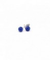 Crystal Ball Stud Earrings 925 Sterling Silver Sapphire Blue Stud Earrings 6 MM - CG12HQBRUZF