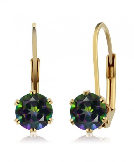 2.00 Ct 6.00MM Round Mystic Topaz Gemstone Gold Plated Leverback Earrings - CF115A83ZG9