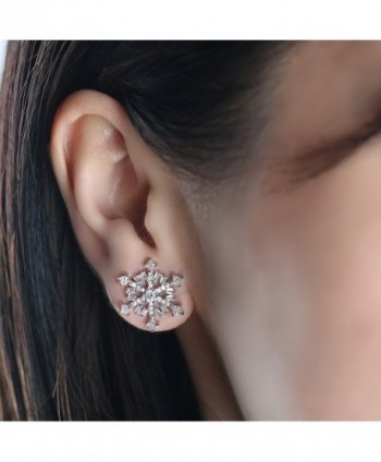 Snowflake 925 Silver Stud Earrings - Simple Shiny Zircon Ear Pendant Jewelry for Lady - CF186085IKD
