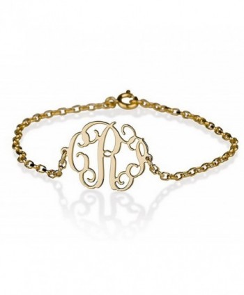 Monogram Bracelet 18k Gold Plated Personalized Initial Name Bracelet - CQ1196LNXB9