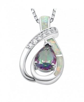 Sinlifu Teardrop Pendants Necklace Jewelry - White Opal+mystic Topaz - C712MYYORWF