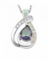 Sinlifu Teardrop Pendants Necklace Jewelry - White Opal+mystic Topaz - C712MYYORWF