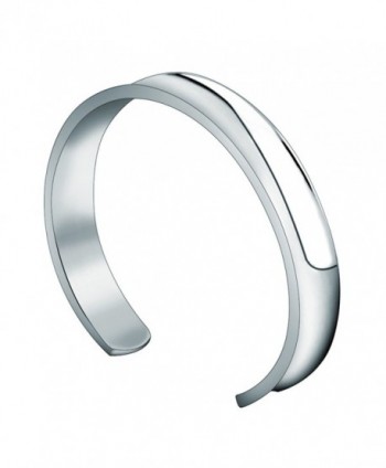 WUSUANED 10mm Stainless Steel Groove Cuff Bracelet Bangle for Women Men - 10mm silver - CE1883RSHYA