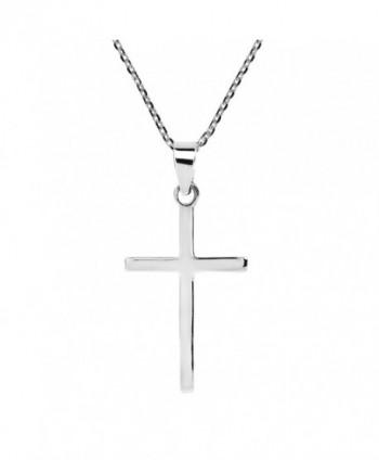 Simple Sleek Christian Cross .925 Sterling Silver Pendant Necklace - CC12MZ3TVYS