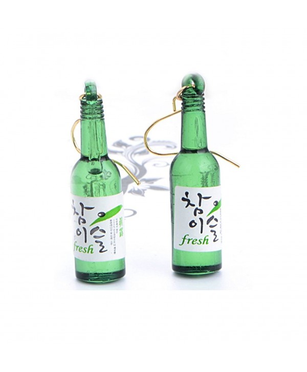 CutieJewelry For Women Girls Cute Beer Bottle Soju Pub Party Unique Bottle Dangle Earrings - Green - CA12JI8L86B