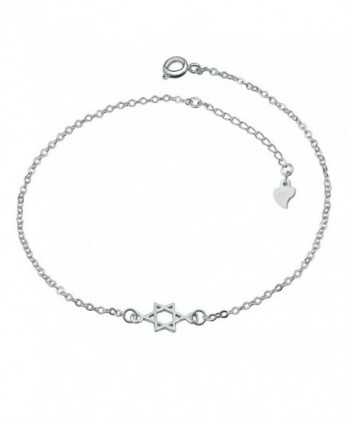 LovelyCharms 925 Sterling Silver Jewish Star Of David Chain Anklet Ankle Bracelets - C412IJ7JO27