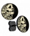 Body Candy Black Anodized Stainless Steel Post Gothic Rose Skull Glow in the Dark Stud Earrings - CU12BNKHMRL