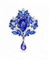 Ezing Large Silver-Tone Flower Ribbon Teardrop Multicolor Crystal Pendant Brooch - CZ17Y4ZK46Z