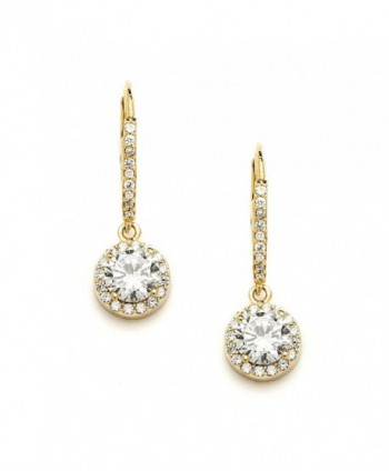 Mariell Delicate Cubic Zirconia Gold Pave Drop Bridal Earrings. Perfect for Brides or Everyday Wear! - CN123A54A2Z