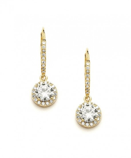 Mariell Delicate Cubic Zirconia Gold Pave Drop Bridal Earrings. Perfect for Brides or Everyday Wear! - CN123A54A2Z
