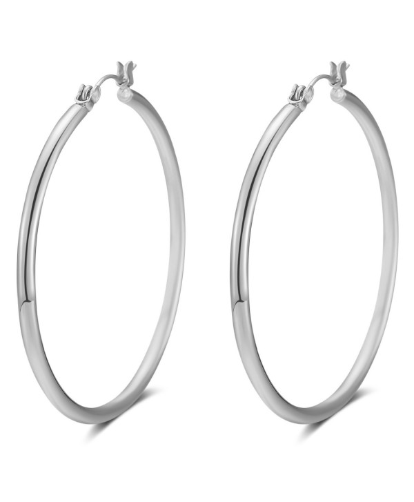 LILIE&WHITE Gold and Patinum Plated Classic Cute Round Hoop Earrings For Women - Platinum - C8184WQN07H