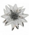 Women's Christmas Pointsettia Sequin Flower Pin- Clip- Hair Tie - Silver - CH12NGEBQ9Y